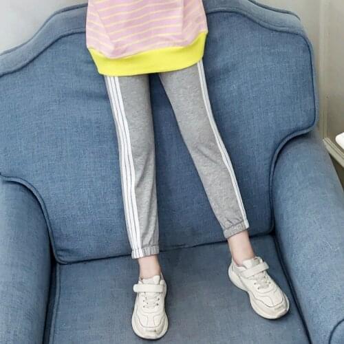 Childrens Loose Sweatpants Spring Autumn Boys Side Vertical Stripes Cotton Sport Pants Girls Loose Pants School Trousers