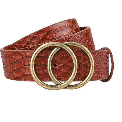 2019 Designer Womens Belt Gold Round Ring Buckle Waist Belts For Womens Jeans Genuine Leather Strap Alligator Fashion Belt