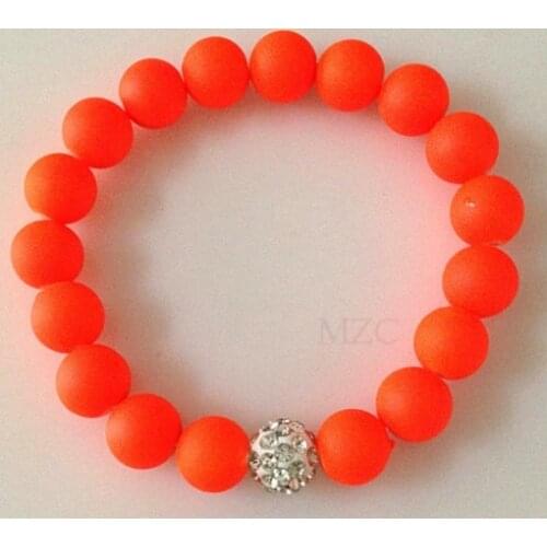 10mm 4Piece/lot Mix Neon Fluorescence Candy Color Stretch Elastic line Crystal Ball bead Bracelets men women j46 Gift