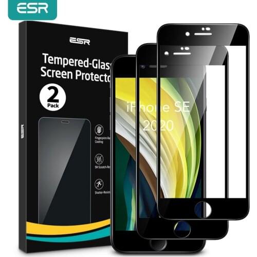 ESR Tempered Glass for iPhone SE 2020 Screen Protector Full Cover Tempered Glass for iPhone SE 2020 8 7 6s Screen Flims