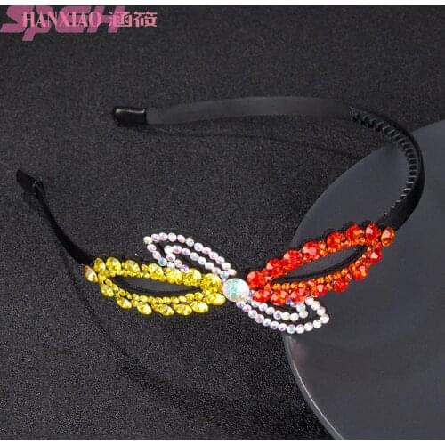 Bow tie hairband hair bundle cute thin edge water drill band Korean simple versatile crystal headdress short hair adult female