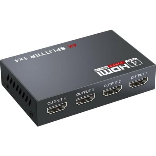 HDMI Full HD Ultra 1080P 4K 4-Port HDMI Splitter Amplifier Repeater 1 in 4 3D Hub 1X4 Outputs (EU Plug)