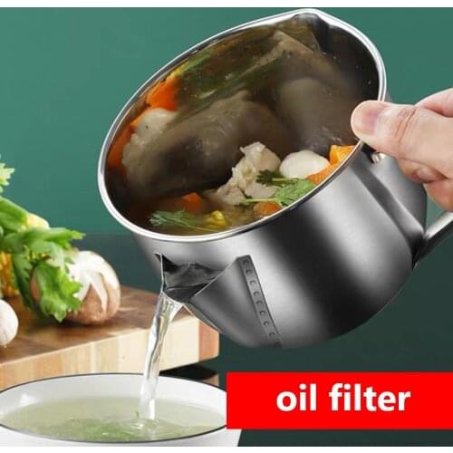 2pc 1000ml Stainless Steel Oil Filter Cup Grease Clear Soup Separator Cookware Coffee Pot Household Kitchen Bar Home Accessories