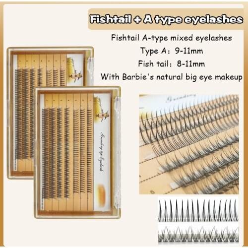 Circular magnetic seven-row mixed natural fishtail type false eyelash dovetail grafting eyelashes thick eyelash soft makeup tool