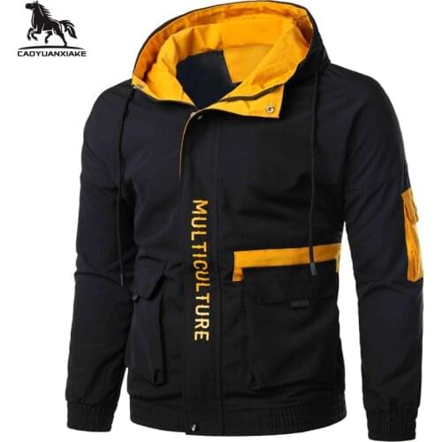 Casual jacket Men spring autumn L-6XL 7XL 8XL mens jackets stitching Hooded coat men Thin windbreaker tooling Mens coats 8898