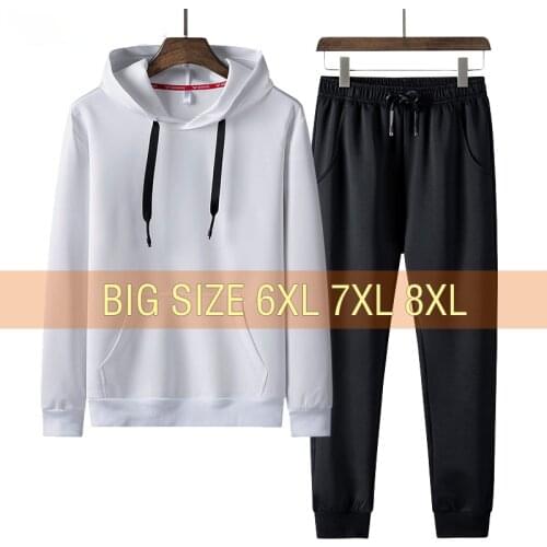 Men Hoodie 5XL 6XL 7XL 8XL Overalls Tracksuit Set Sweatshirts 2020 Pants Casual Hoodies Pullovers Street Black Hoody Streetwear