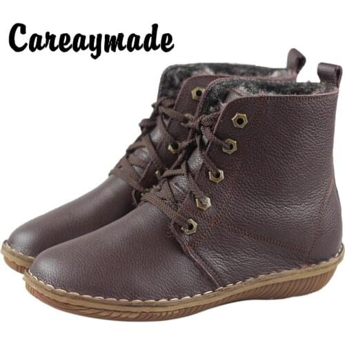Careaymade-The spring and autumn new hand head layer cowhide boots leisure short Mori art flat Martin shoes 500680-5