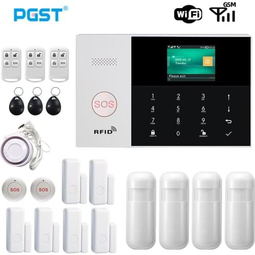 PGST Wifi Security Alarm 433MHz Motion Detector APP Control Home Burglar GSM Alarm System for Smart House