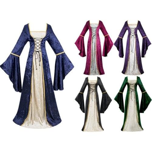 Europe Medieval Renaissance Victorian ROCOCO Dress Ball Gown Scottish Celtic Irish Dress Lace Up Civil War Dress Cosplay Costume