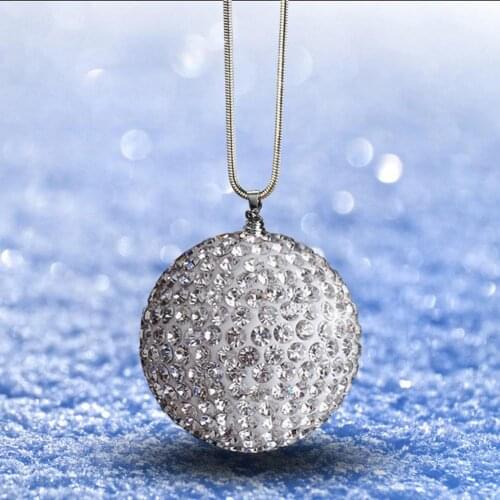 Auto Decoration Pendant Ling Car Decor Crystal Ball Car Rear View Mirror Charm Rhinestone Hanging Ornament For Car Accessories