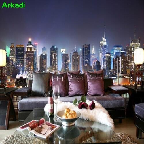 Custom Photo European England Architecture Landscape New York Manhattan Nightscape Mural Living Room Bedroom Sofa Office