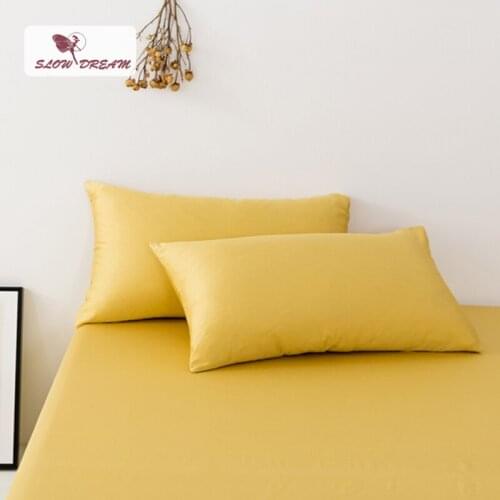 SlowDream Yellow 100% Silk Natural Fabric 25 Momme Bedding Pillowcase Adult 48X74cm Pillow Cover Bedclothes Home Textiles