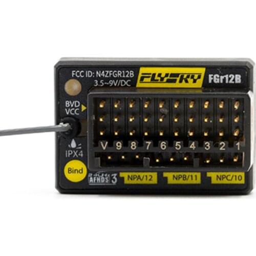 FLYSKY FGr12B 2.4G 12CH AFHDS3 RC Receiver PWM PPM Ibus In B.bus Output for RC Car Boat PL18 NB4 FRM301 FRM302 Transmitter