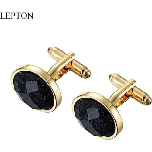 Low-Key Luxury Cat Eye Stone Cufflinks For Mens Shirt Cuffs Cufflink High Quality Blue Sandstone Cuff Links Best Gifts Gemelos