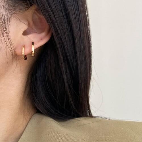 925 Sterling Silver Earring Fashion Geometric U-shape Ear Ring Zircon Round Ear Bone Buckle Trend Simple Woman Girl Ear Jewelry