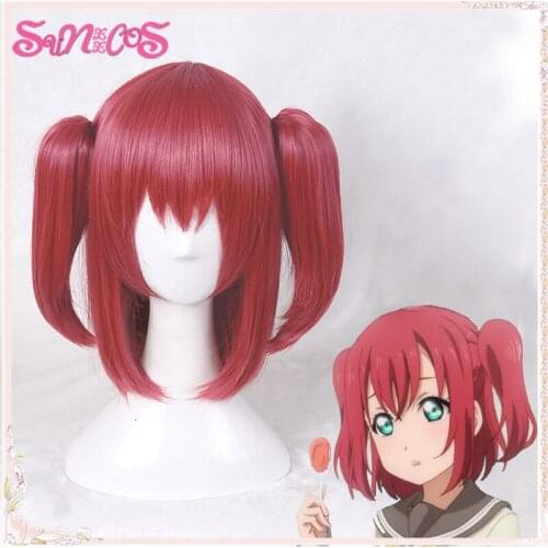 SUNXXCOS Ruby Kurosawa cosplay wigs LoveLive!Sunshine!! anime hair Free Wig Cap Synthetic Short RED
