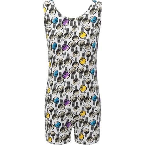 Unitards printing body suit holographic gymnastics leotard for kids