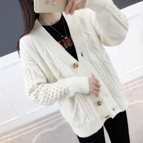 2019 Korean Women Sweater Cardigan Female Knitted Cardigan Knit Sweater Autumn Winter Tops Long Sleeve Knit Casual Sweater