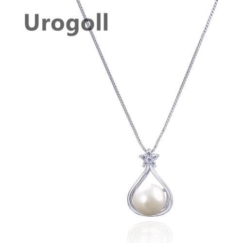 Fashion Women Girl Pure 925 Sterling Silver Necklaces Noble Clavicle Pearl Zircon Pendant Necklaces Chain Jewelry Accessory