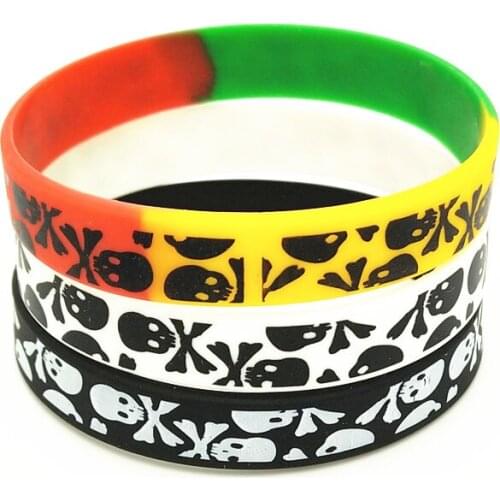 1PC New Casual Skull Silicone Wristband 3 Colors Sports Rubber Bracelets&Bangles Hiphop Skeleton Charm Armbands Gifts SH272