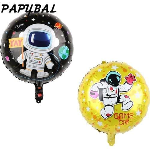 10pcs 18inch Round Shape Cartoon Astronaut Foil Helium Balloons Baby Shower Happy Birthday Party Decorations Supplies Globos Toy