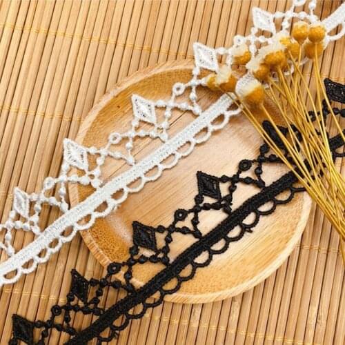 2Yard/Lot Lace Ribbon White+Black Lace Fabric Polyester Garment Accessories Clothes Accessories Lace Trimmings HB021