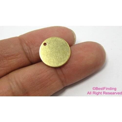 Brass round charm 12mm Mini round charm Raw brass findings -20pcs R129