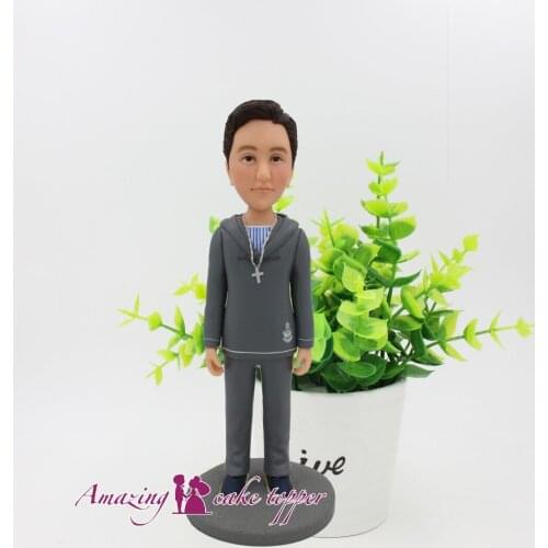 2019 AMAZING CAKE TOPPER Toys Gray hoodie boy sculpture And Groom Gifts Ideas Customized Figurine Valentines Day