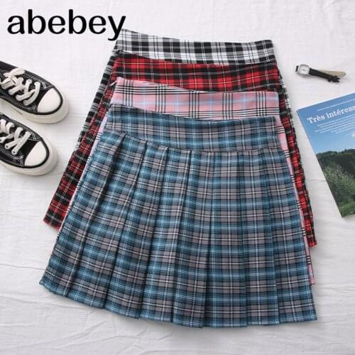 2021 New Spring Summer Women Preppy Style plaid Skirt high waist slim Skirt pleated skirt short skirt A-line Skirt