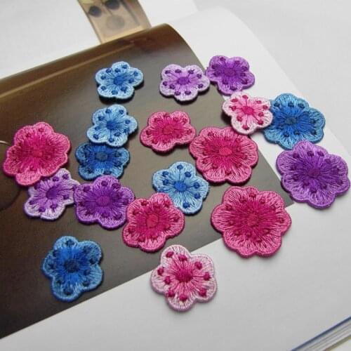 3 different size 20pcs/lot Small Plum Blossom Flowers Patch Sew On Patches for DIY Clothing Jeans Decoration accessories
