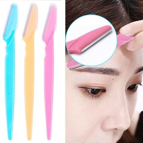 3Pcs Eyebrow Trimmer Portable Eyebrow Razor Shaver Eye Brow Shaper Shaping Tool Scissors Facial Hair Remover for Women Makeup