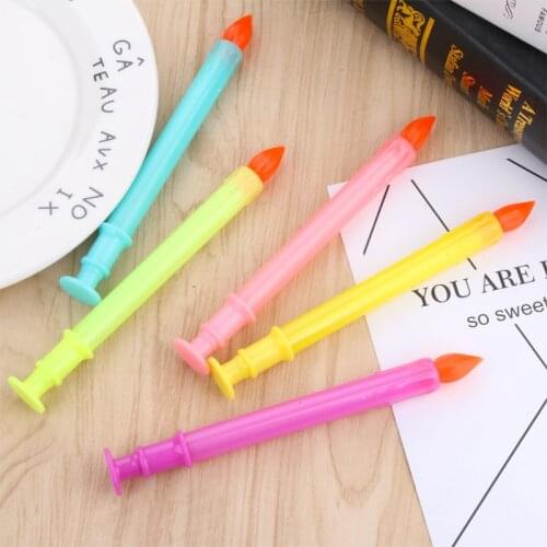 50PCS Cartoon Creative Candle Modeling Gel Pen Flame Candle Black Water-based Paint Pen Students Stationery Supplies