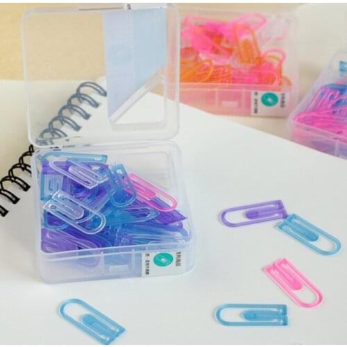 60Pcs/set Stationery Small Transparent ABS School Cute Student Supply Accesseries Paper Clip