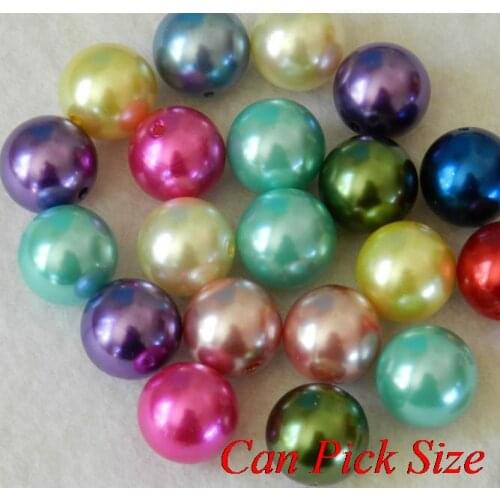 High quality anojd mixed multicolor 4mm 6mm 8mm 10mm 20mm Imitation resin Loose Acrylic Pearl Beads For Chunky Kids Necklace