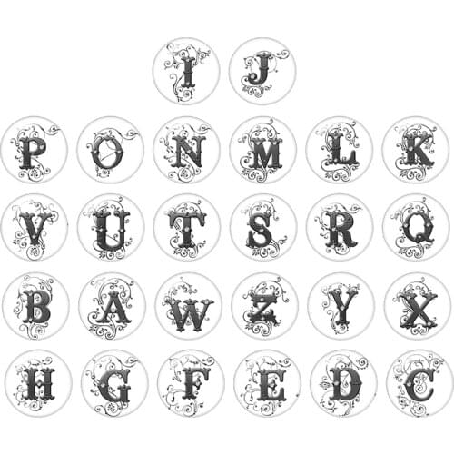 Alphabet 10pcs mixed 12mm/18mm/20mm/25mm Round photo glass cabochon demo flat back Making findings Z1130