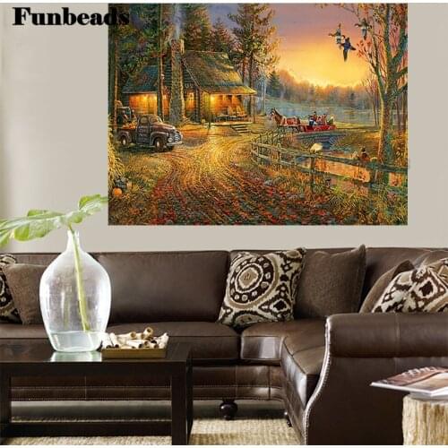 Diamond painting Natural Scenery Forest Lodge diamond embroidery full square round drill puzzles gifts for the new year FF4372