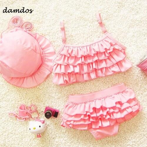 Bikini 2019 Baby Girls Swimwear Kids Swimsuit Beach Dress Bathing Suit Korean Cute Two Piece Suit Baby Summer Swim Wear
