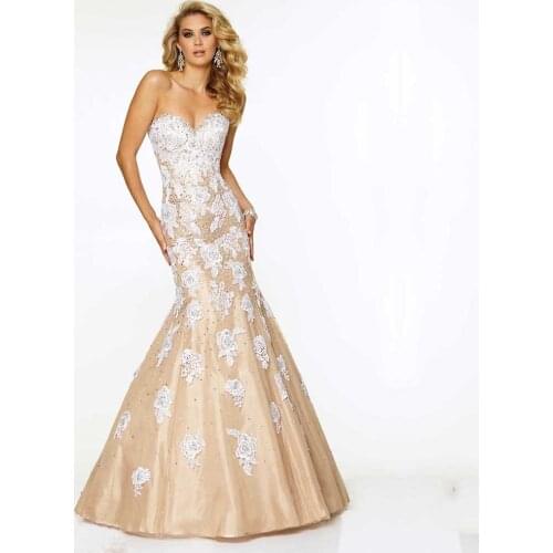 Noble Luxury Brilliant Sweetheart Backless Crystal Lace Appliques Organza Mermaid Vestido платье Long Bespoke Occasion Dresses