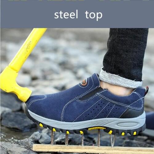 Platform Boots Work Safety Shoes Steel Toe Boots Indestructible Shoes Working Boots for Men Safety Shoes Sport Fashion Blue