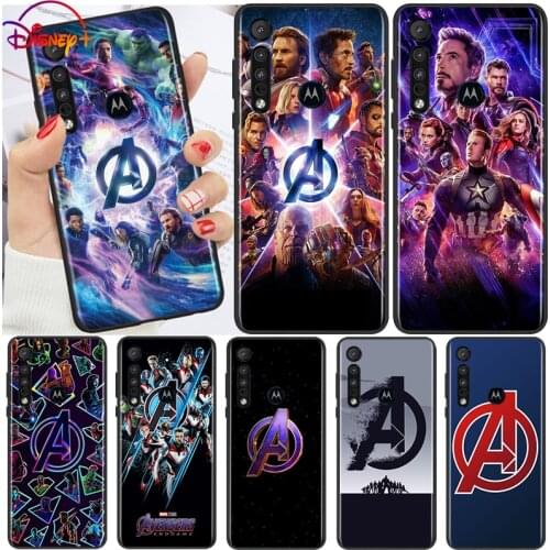 Marvel Avengers Logo For Motorola G9 G8 G Edge One E7 E6 Power Lite Marco Hyper Fusion Plus Play Black Soft Phone Case TPU