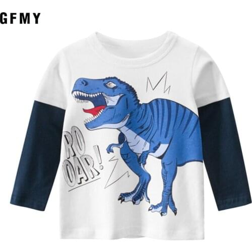 2019 GFMY Leisure Cotton O-collar Full Sleeve Printing Dinosaur Boys T-shirt Stitching 2year Baby Top