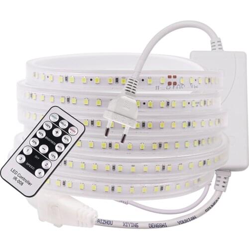 AC 220V 110V Dimmerable LED Strip EU US Plug Waterproof 2835 120LEDs White / Warm White High Safety Flexible Ribbon Tape Lamp