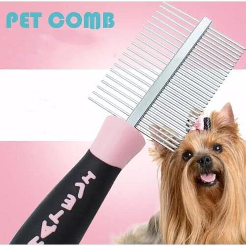 MTL plastic combs stainless steel pin in double rows Stainless Steel Pet Dog Cat Hair Fur Double-sided Brush Comb Grooming