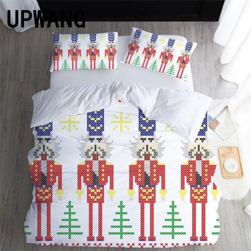 UPWANG 3D Bedding Set Cartoon Nutcracker Soldier Printed Duvet/Quilt Cover Set Bedcloth with Pillowcase Bed Set Home Textiles