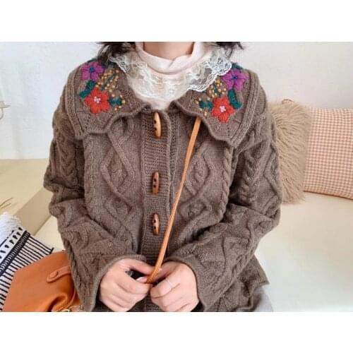 Korean Design O-neck Contrast Color Sweater for Women Casual Cardigan Tops Autumn Oversized Knitwear Oversize Mori Girl Cardigan