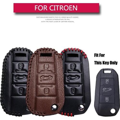 Leather Car Key Case Cover For Citroen Triunph Sega CACTUS C5 C3 C4L AIRCORSS Smart Protect Shell Key Holder Car Styling