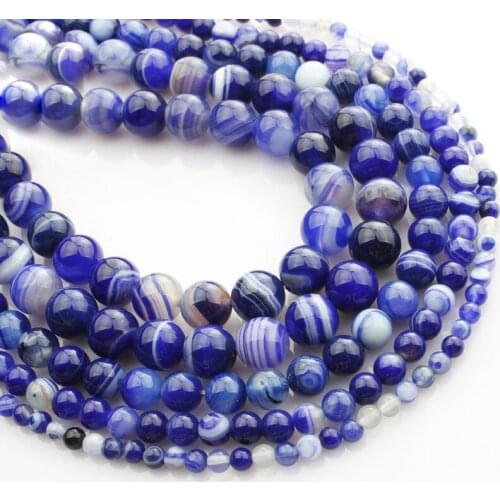 15"(38cm) Strand Round Natural Blue Lace Agate Stone Rocks 4mm 6mm 8mm 10mm 12mm Beads for Jewelry Making DIY Bracelet Findings