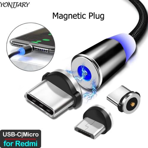 Round Magnetic Adapter Cable for Xiaomi Redmi Note 9S 9 8 8T 7 6 5 Pro Redmi 4X 5 6 7 7A 8 8A K20 K30 Pro Micro USB Type C Plug