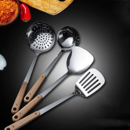 Vacclo Kitchen Non-slip Stainless Steel Frying Spatula Leaky Shovel Fish Slice Cookware Utensils Kitchen Accessories Soup Spoon
