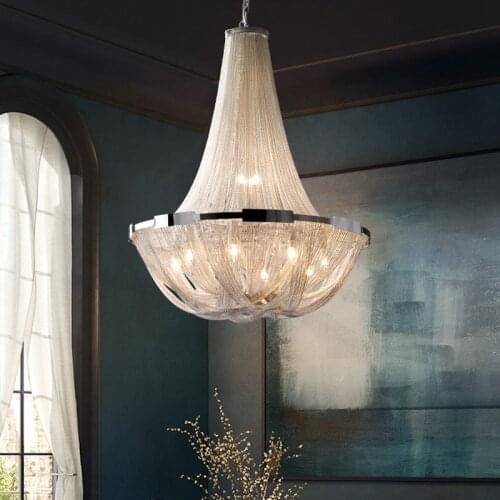 Tassel chandelier post-modern split-level loft villa staircase dining room living room creative personality Italian light luxury